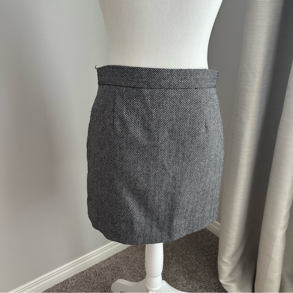 Wool Gray Herringbone Mini Skirt